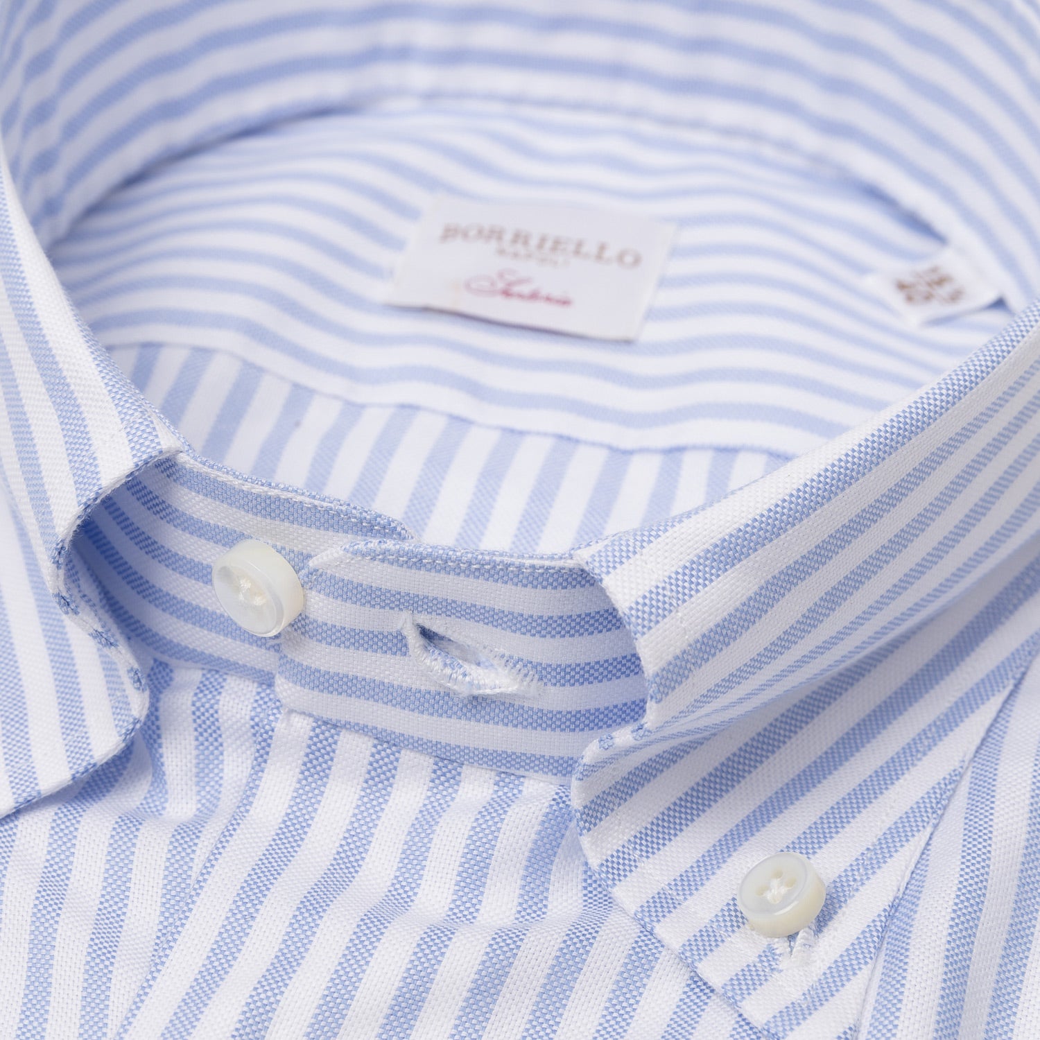 Gestreiftes Hemd "Oxford Super" mit Button Down Kragen und Sportmanschette - Handarbeit